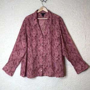 Lane Bryant Womens Lace Pink Purple Semi Sheer Top 22 24 PLUS SIZE